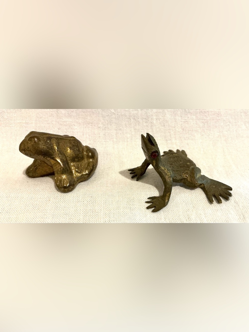 Two Brass Frogs: 1 from Canada/1 from India RARE Collectibles Vintage 1970s